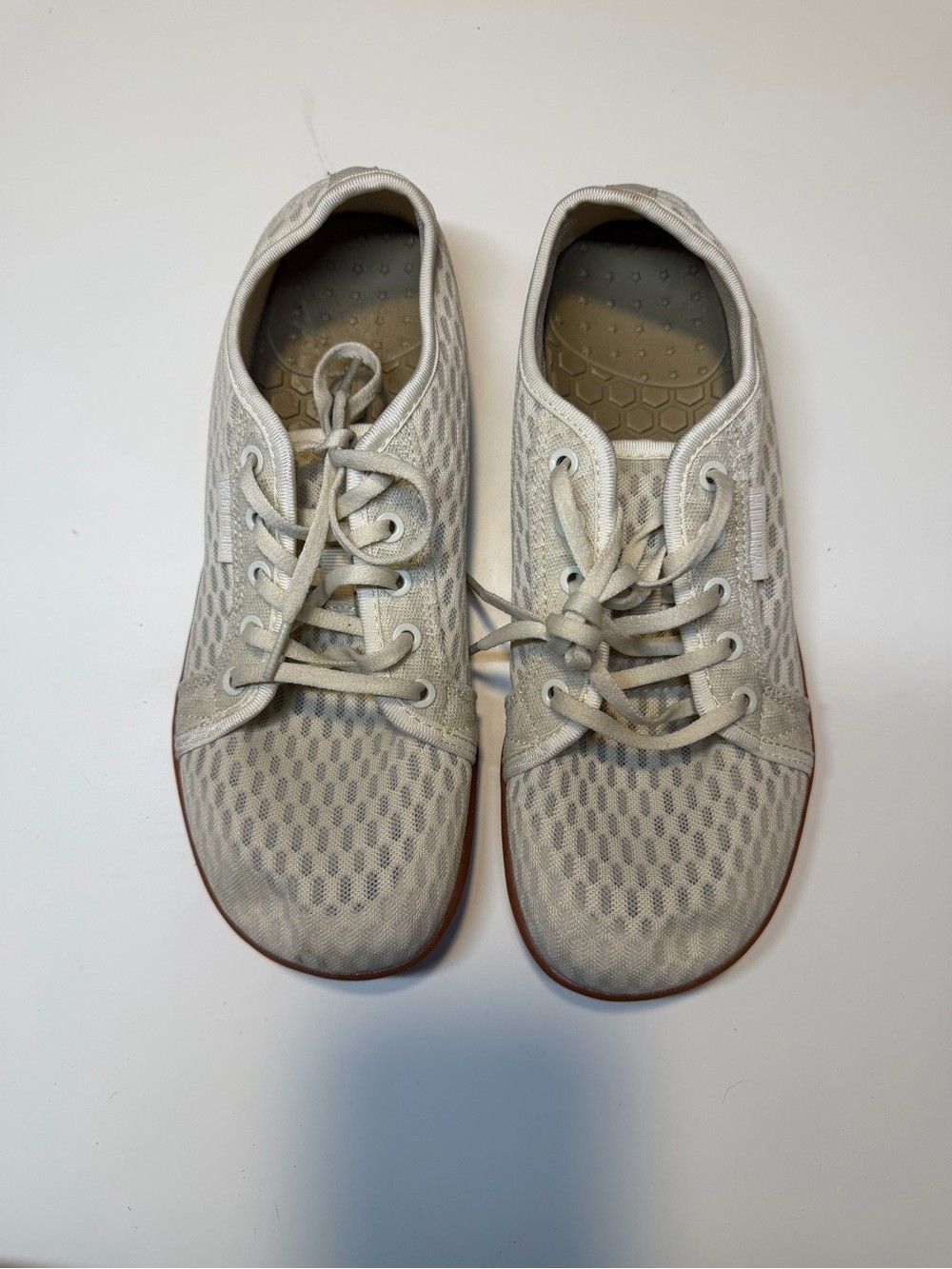 WHITIN Off-White Mesh Sneakers with Brown Gum Outsole