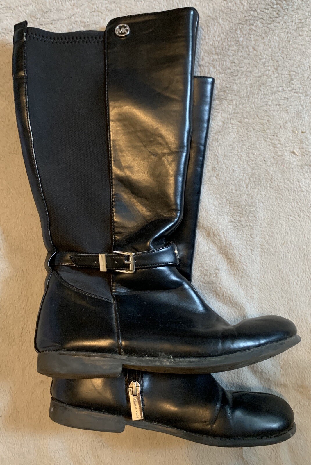 Michael Kors Knee High Riding Boots Women Youth Faux Leather Fabric Flats Size 5