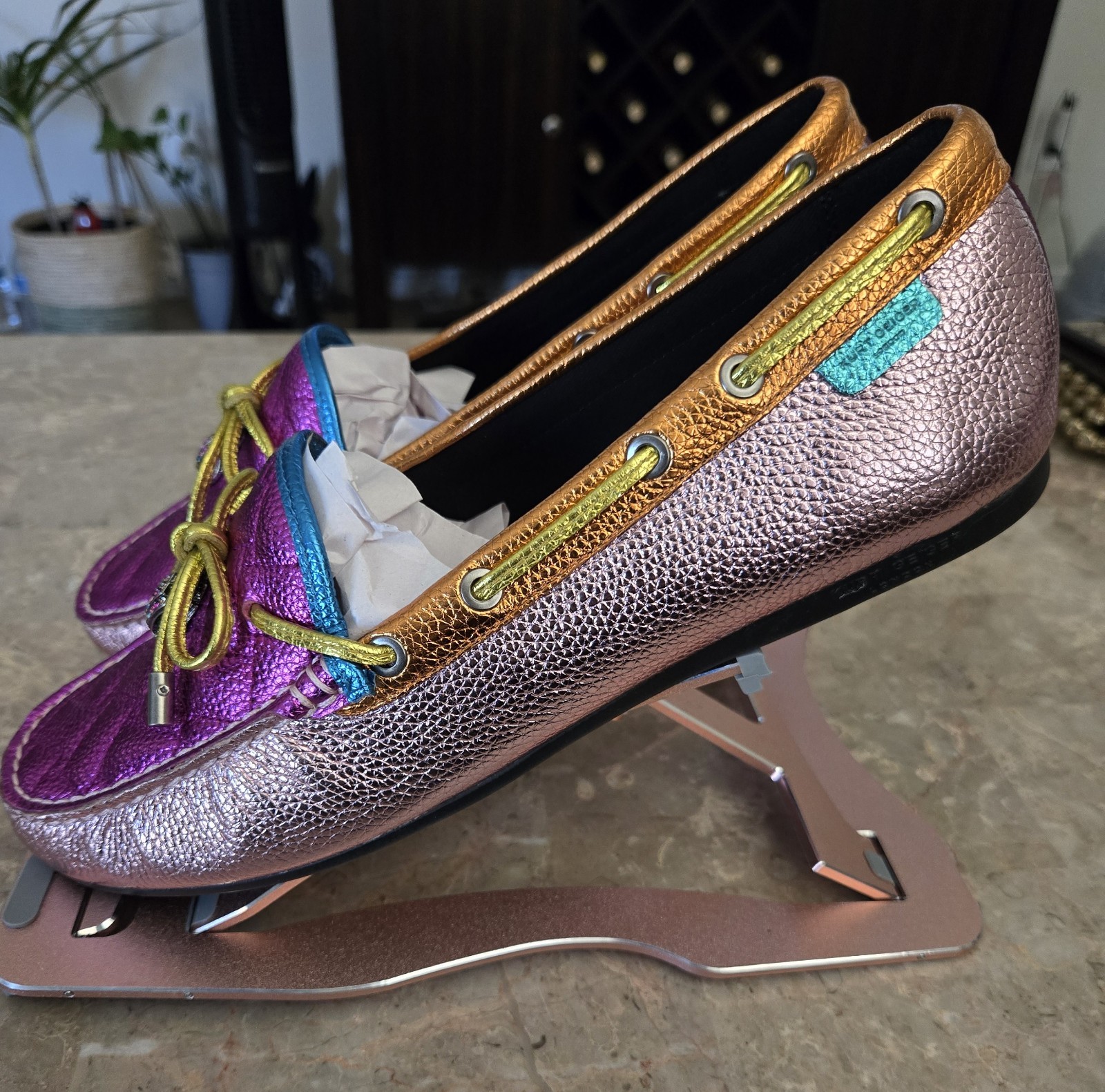 Kurt Geiger London Eagle Moccasin Loafers multi-color metallic pink. 42 – US 11