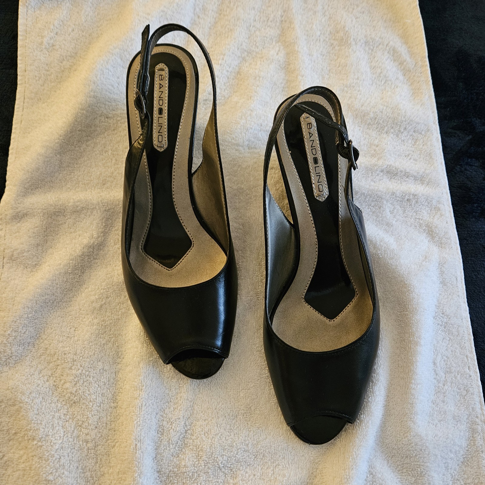 BAND LINO WOMENS BLACK LEATHER SHOES, SZ 9 MEDIUM, GREAT SHAPE, SEE PHOTOS
