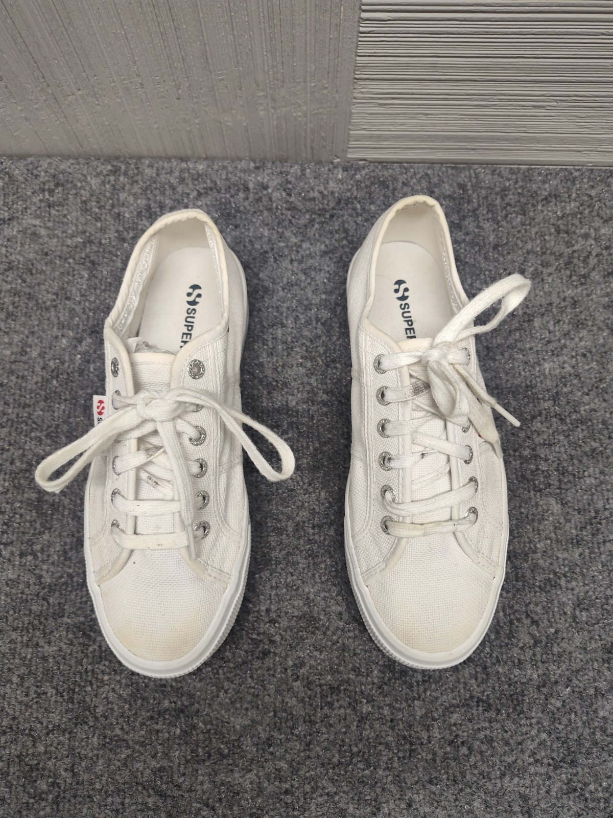 Susperga Women Platform Sneakers 39 White Lace Up Thick Rubber Sole Logo Outdoor