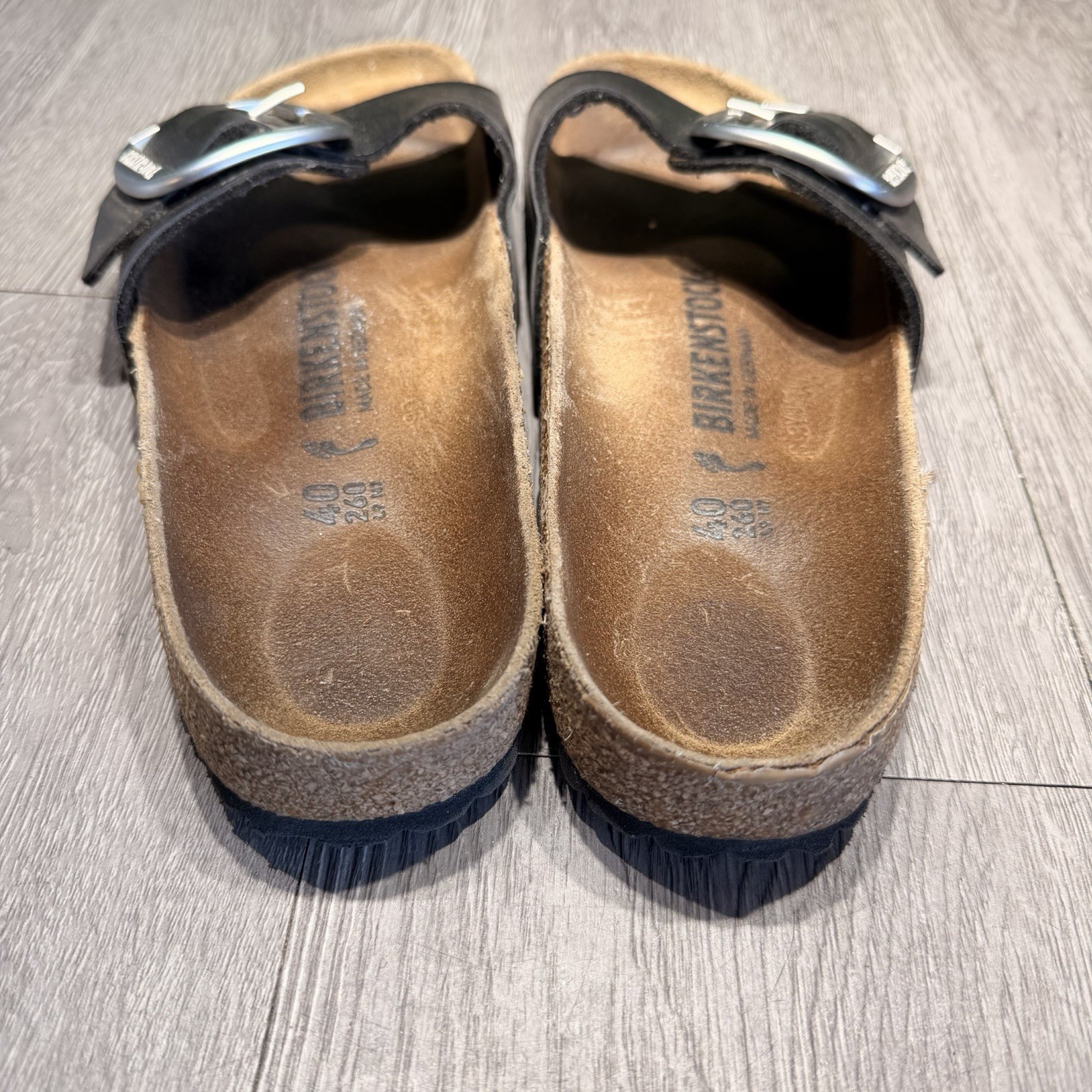 BIRKENSTOCK Madrid BIG BUCKLE Nubuck Leather SANDALS Black/Silver – WOMEN’S 9