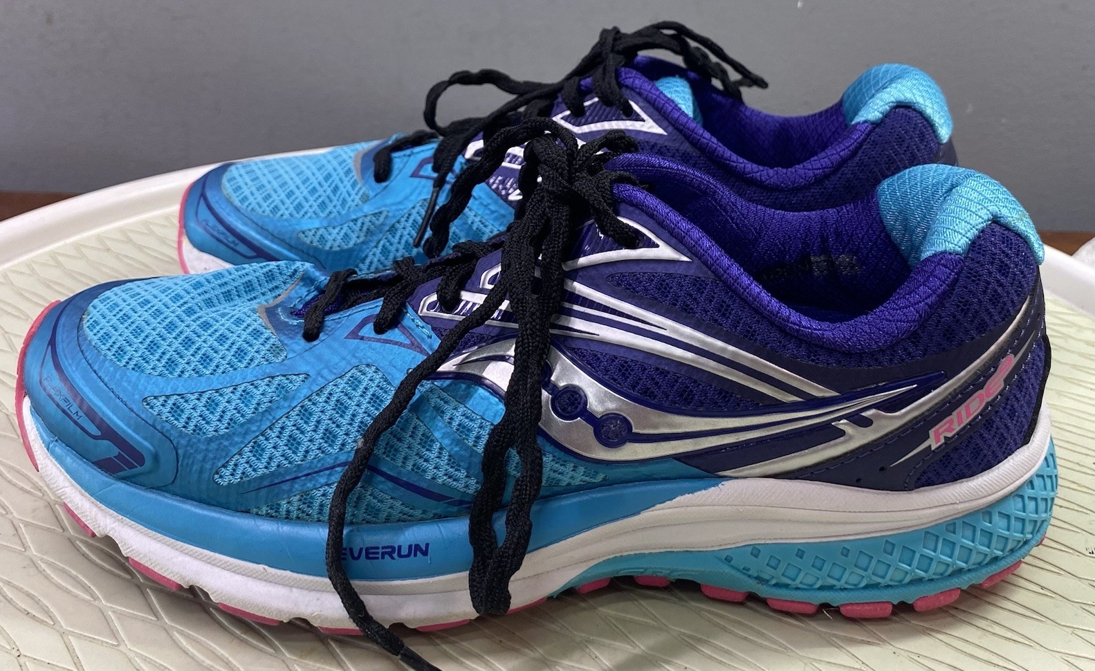 Saucony Everun Ride9 Womens Blue&Purple Running Sneakers 8mm Offset Sz.7