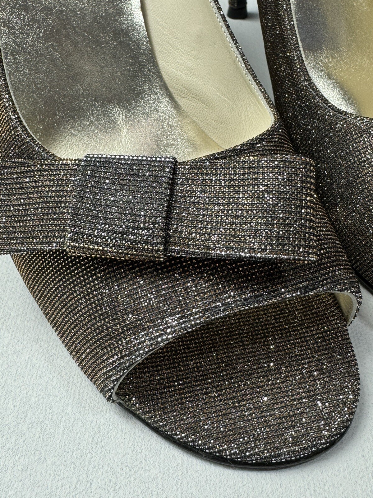 Stuart Weitzman Poco Pyrite Bowover Open Toe Evening Heel Pump Sz 10.5 NEW