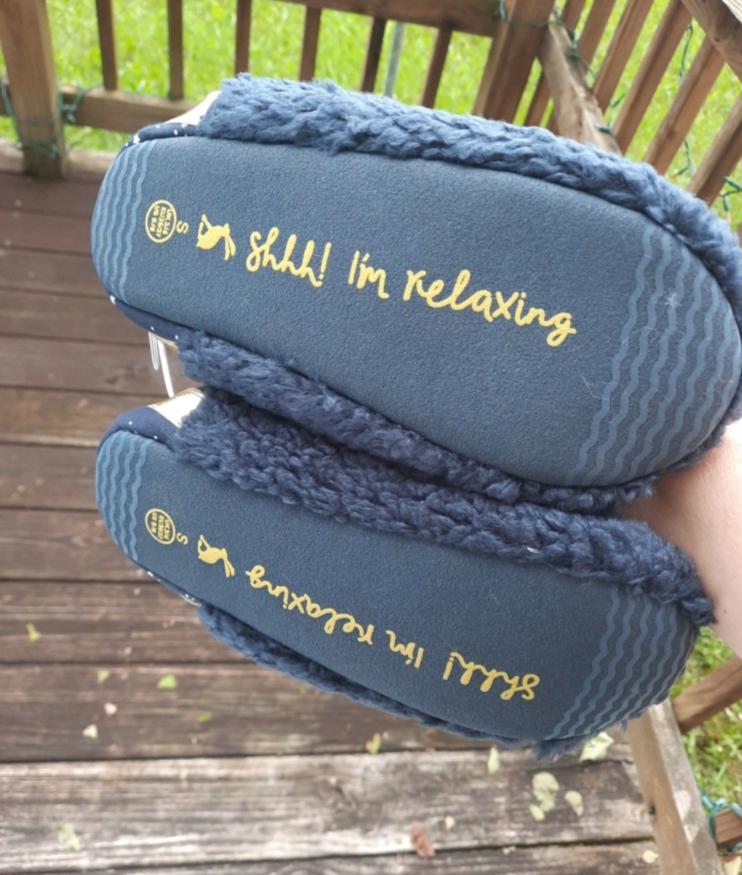 NEW JOULES Star Sky SZ S 5/6 Navy Blue Star Fleece Comfy Scuff Slippet Slippers