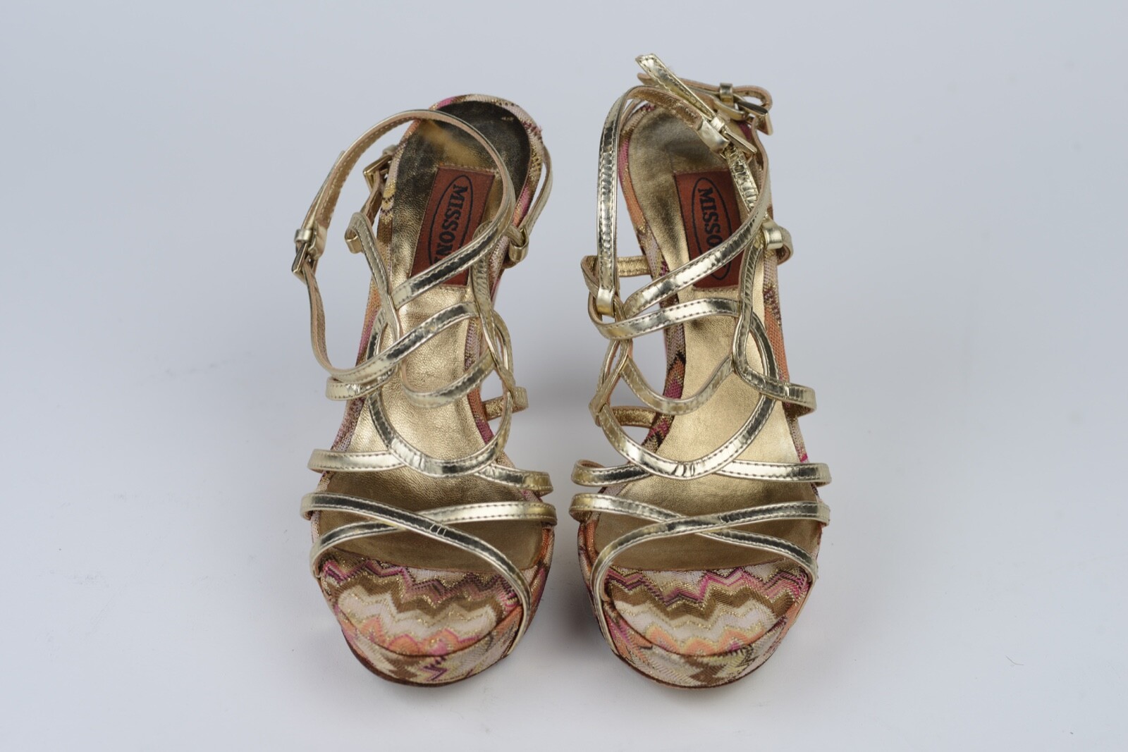 Missoni Metallic Gold Cage Platform High Heels Sandals Shoes Size 36 1/2 (USA 6)