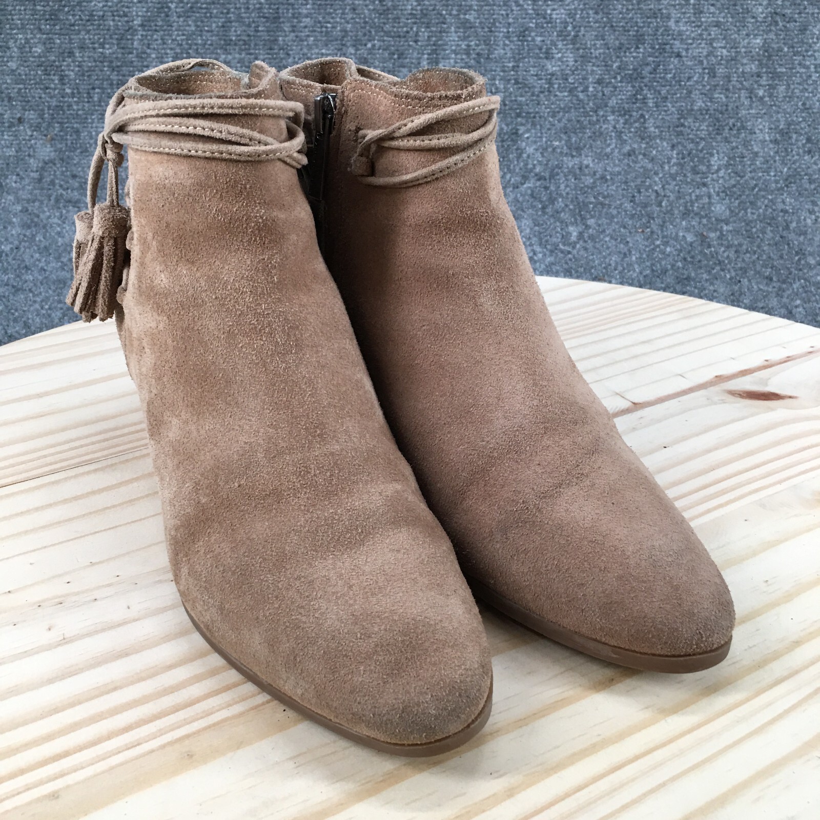 Vince Camuto Boots Womens 6 M Carlina Tassel Side Zip Ankle Bootie Brown Suede