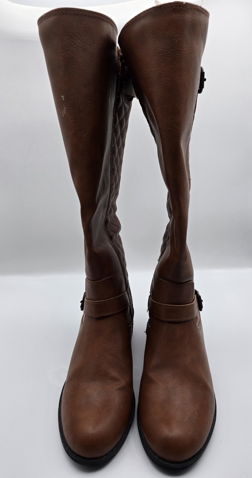 St. John’s Bay SJB Darling Brown Quilted Buckle Knee High Riding Boots 8.5M