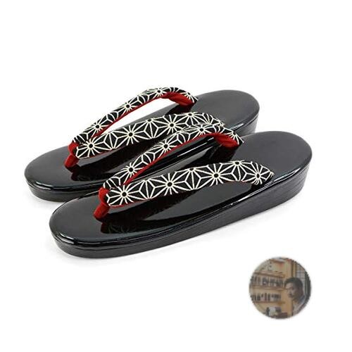 Takeharu Women’s Urethane Enamel Zori Sandals Black 3.5cm Heel Made in Japan Ne