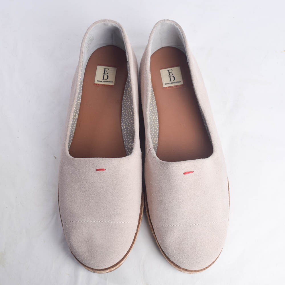ED Ellen Degeneres Womens 8 Pale Pink Beige Suede Flats Loafers Slip Ons Norana