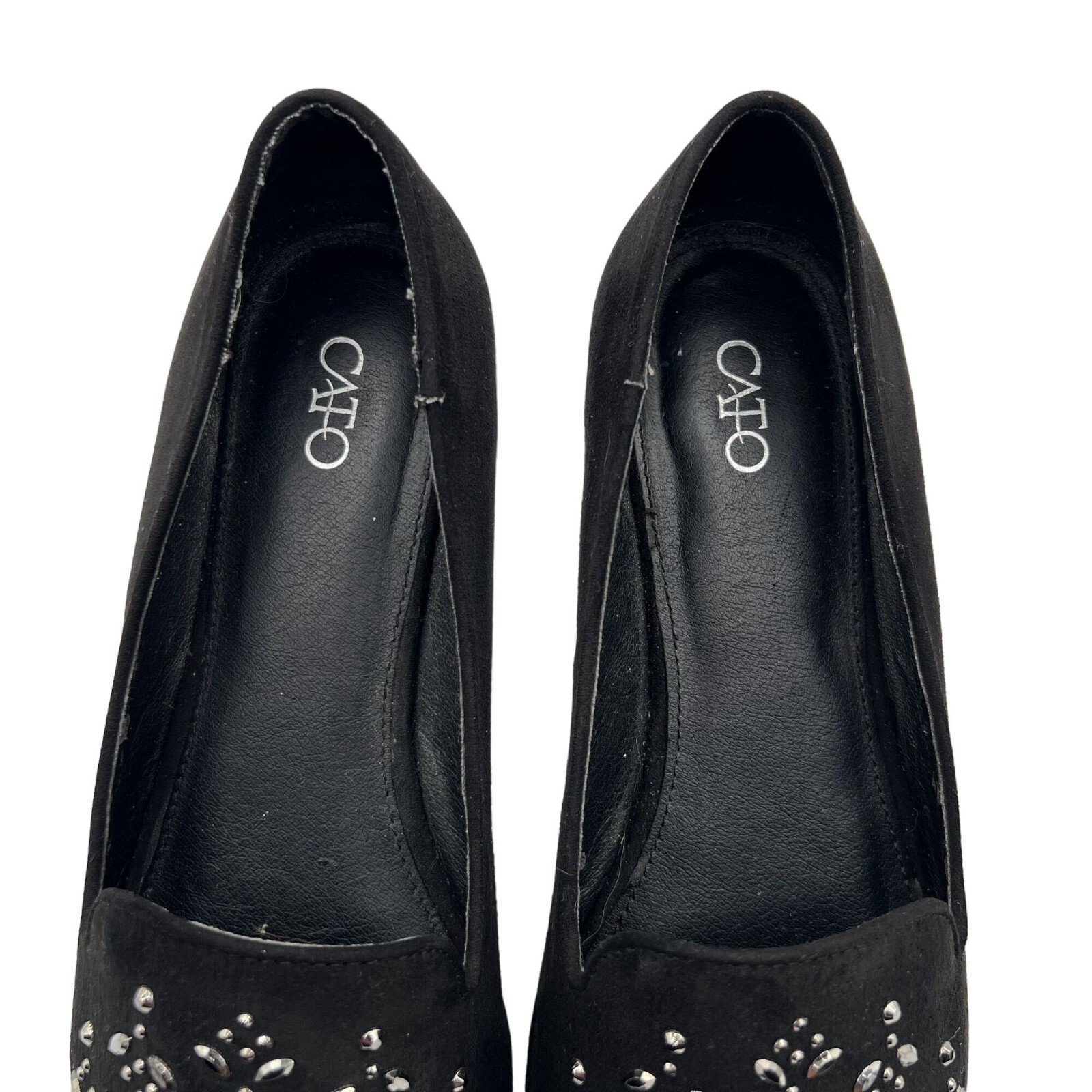 Cato Womens 9 Black Suede Studded Pointed Toe Shoes Career Wear Business Casual