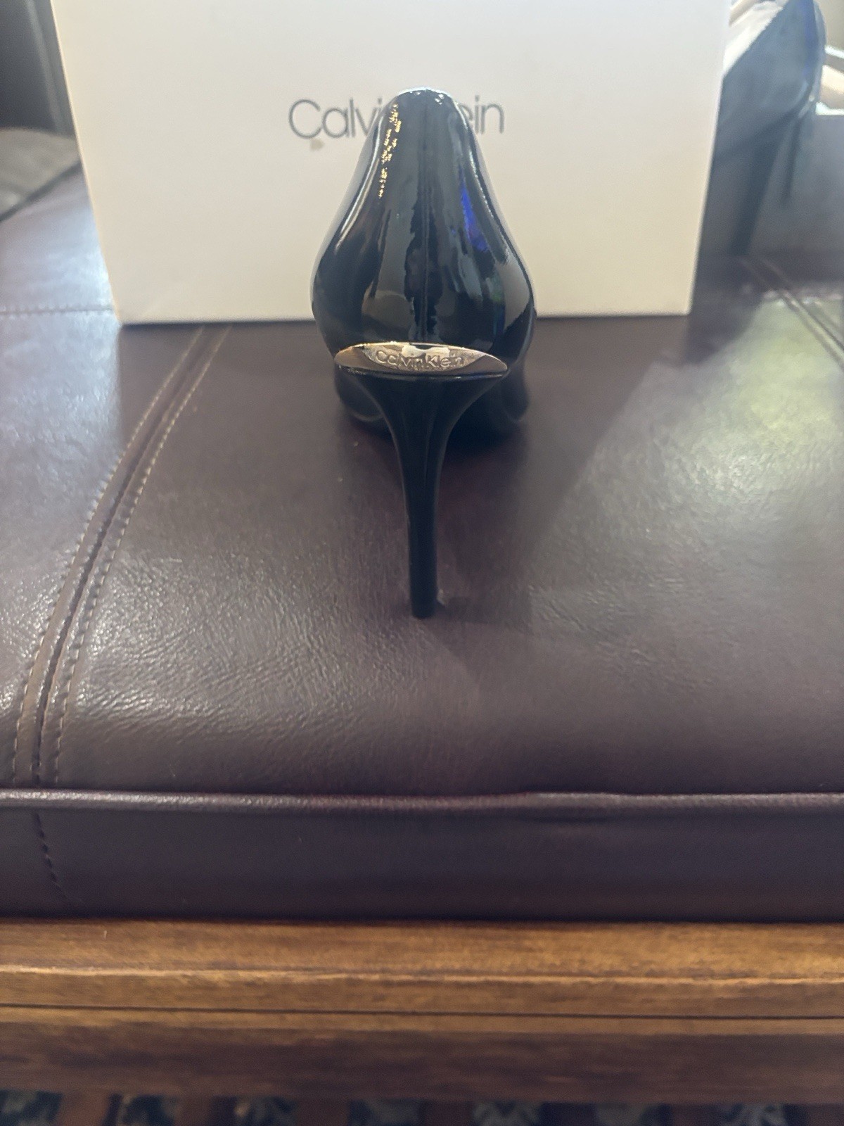 Calvin Klein Black Patent Leather Pointed Toe Stiletto Pumps US 5 M