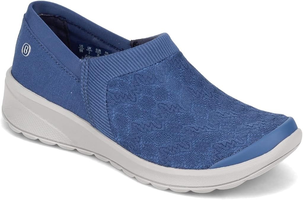 Bzees Gia 7 M Blue Pointelle Knit Machine Wash Slip On Lightweight Comfort Shoes