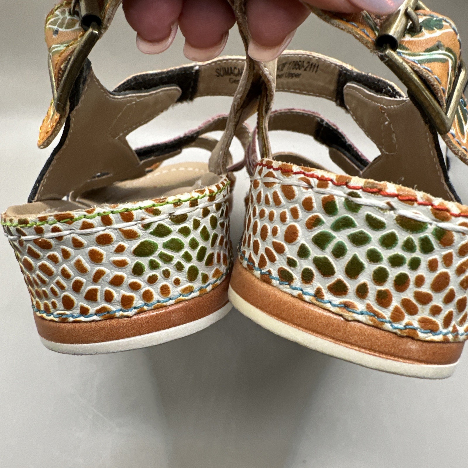 L’ARTISTE SPRING STEP SUMACAH WOMEN’S LEATHER SANDALS SZ 38 HAND PAINTED NICE!