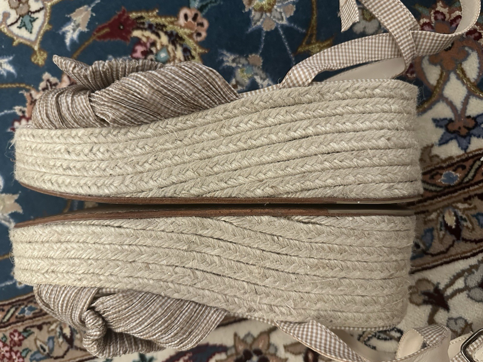 Loeffler Randall Platform Sandals Beige GinghamUS 9 UK 7 EU 40