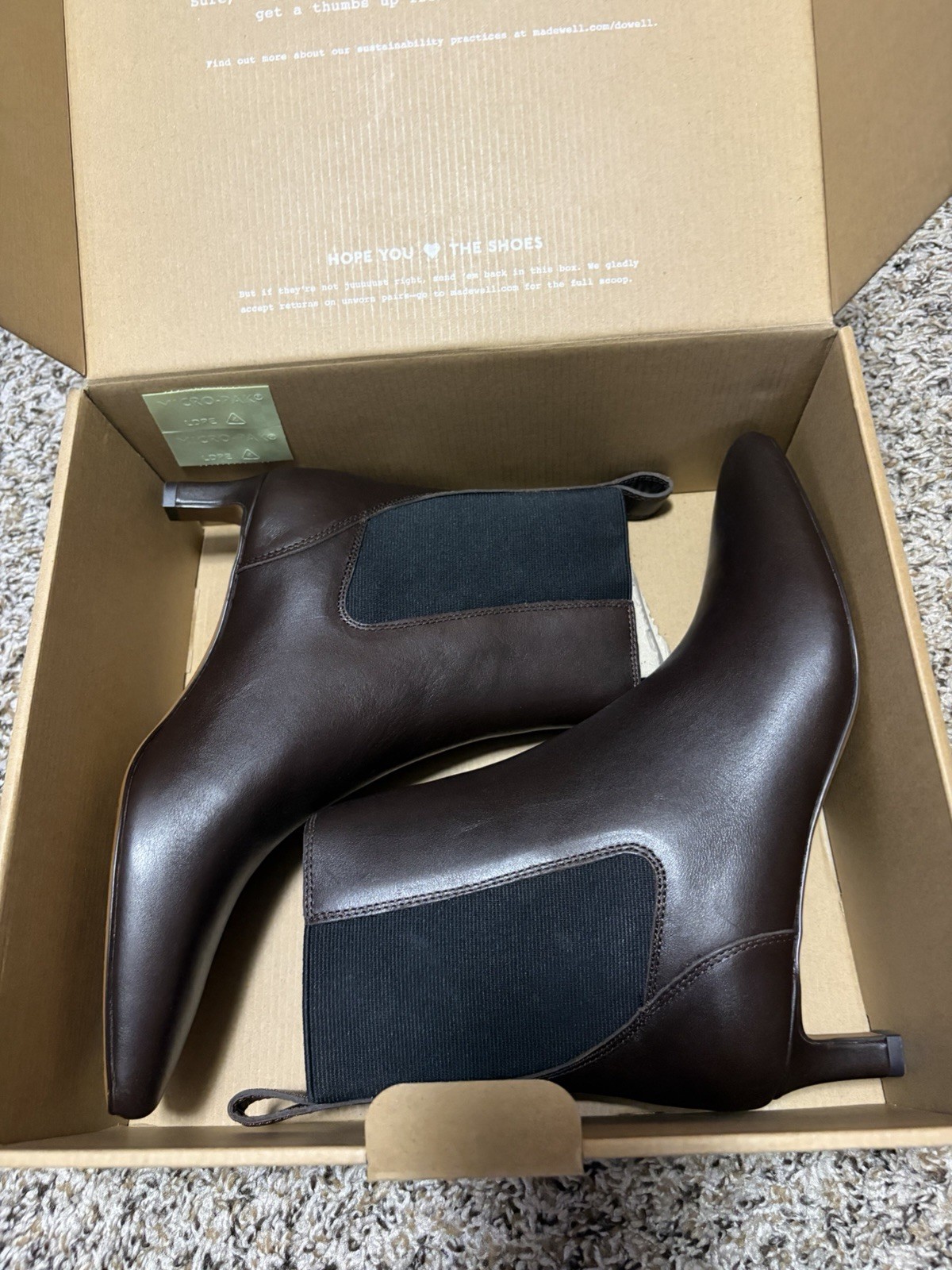 Madewell Dimes Chelsea Boots 7.5 Brown NWT Leather Ankle Booties Heel NX443