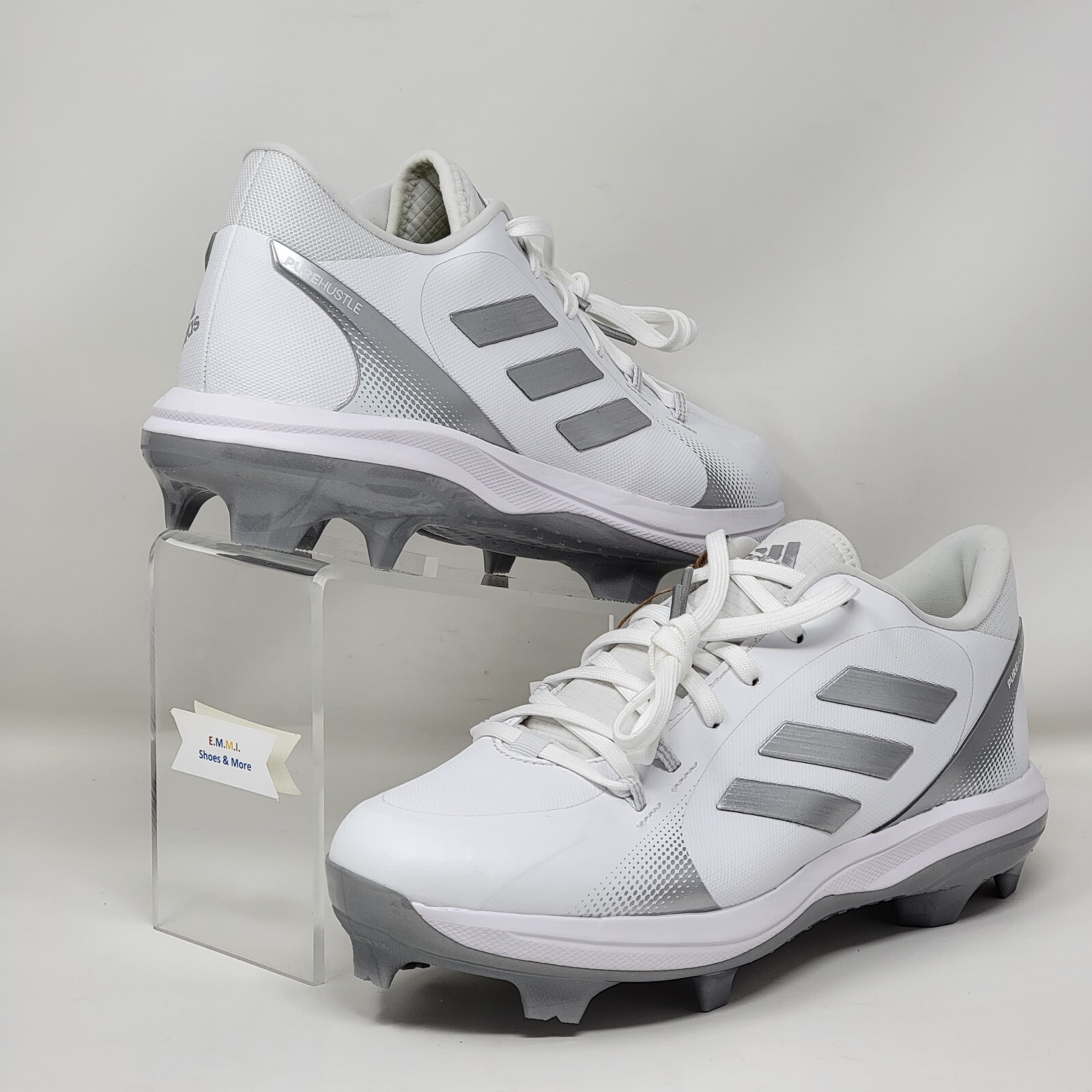 Adidas Purehustle 2 TPU Baseball Shoes White Grey Womens Size 7.5 H02347 New