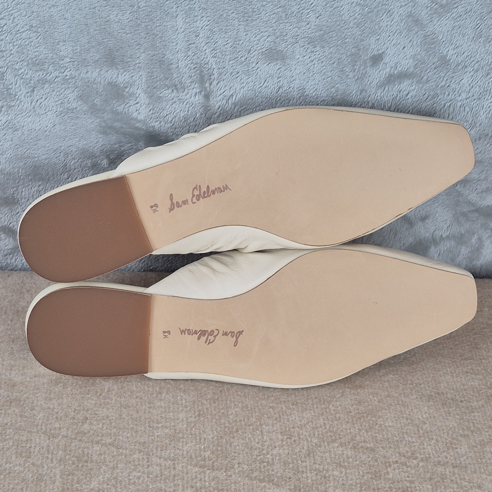 Sam Edelman Cecilia Mule Ivory Pleated Leather Shoes Size US 8.5 Retail $120