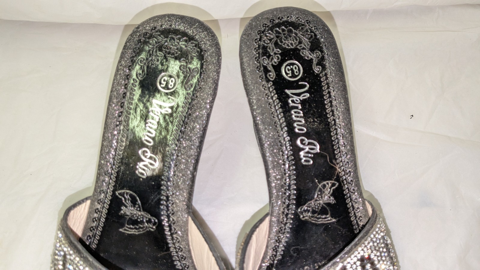 Verano Rio Beaded Sparkle Wedge Slip-on Dress Prom Wedding Sandals Shoes SZ 8.5