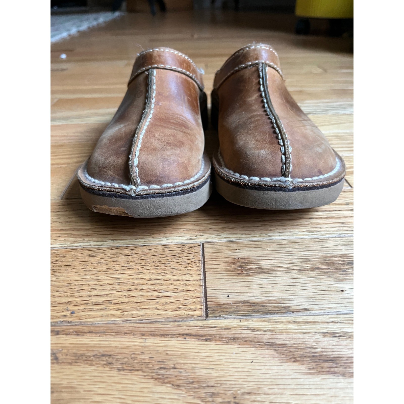Vintage Dexter Full Grain Leather Clogs Mules Slip On Women Brown Y2K 90s READ