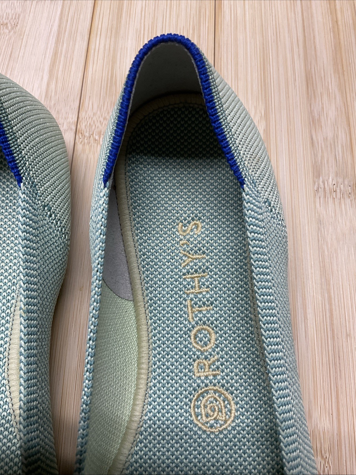 Rothy’s Women’s Size 8 Knit Slip-On Flats Green/Blue Lightweight Logo N w/o Box