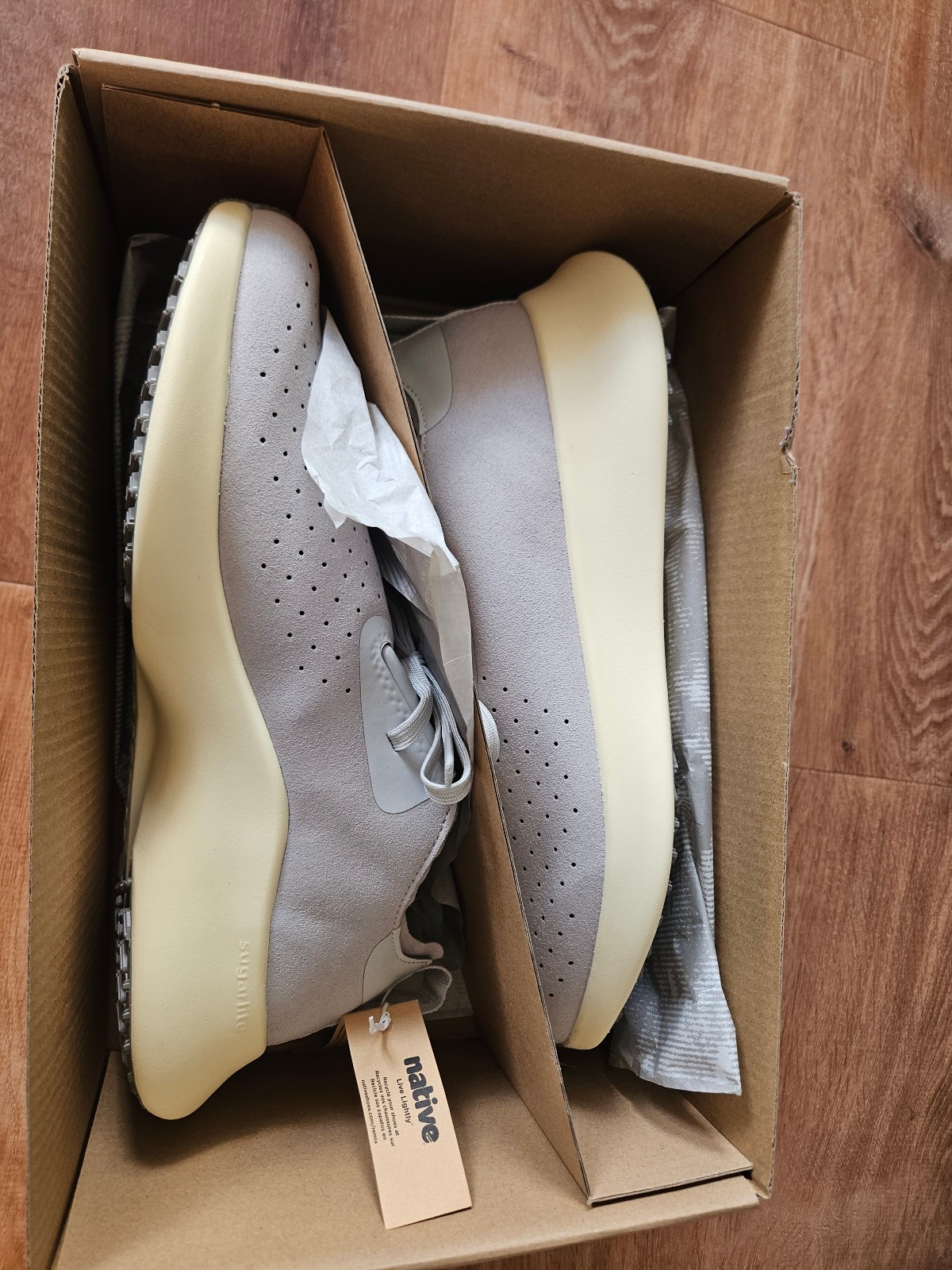 Native Apollo 10 Ghost Grey/ Tapioca Off White Shoes US 10.5M /11.5W Retail $135