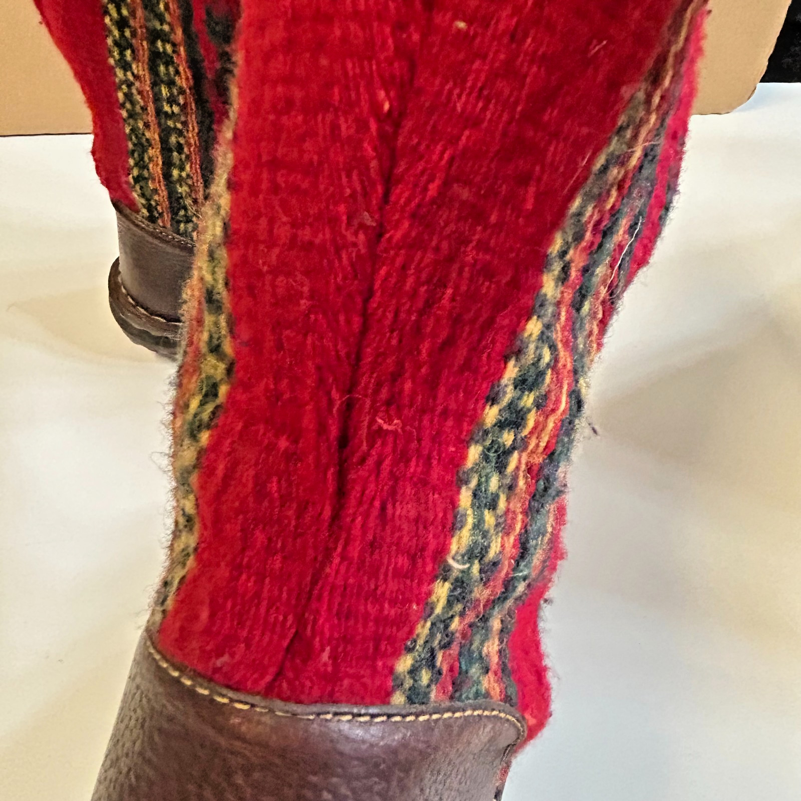 Born Tizoc Indain Blanket Mid Calf Boots Leather Wool Men 10 Women 8