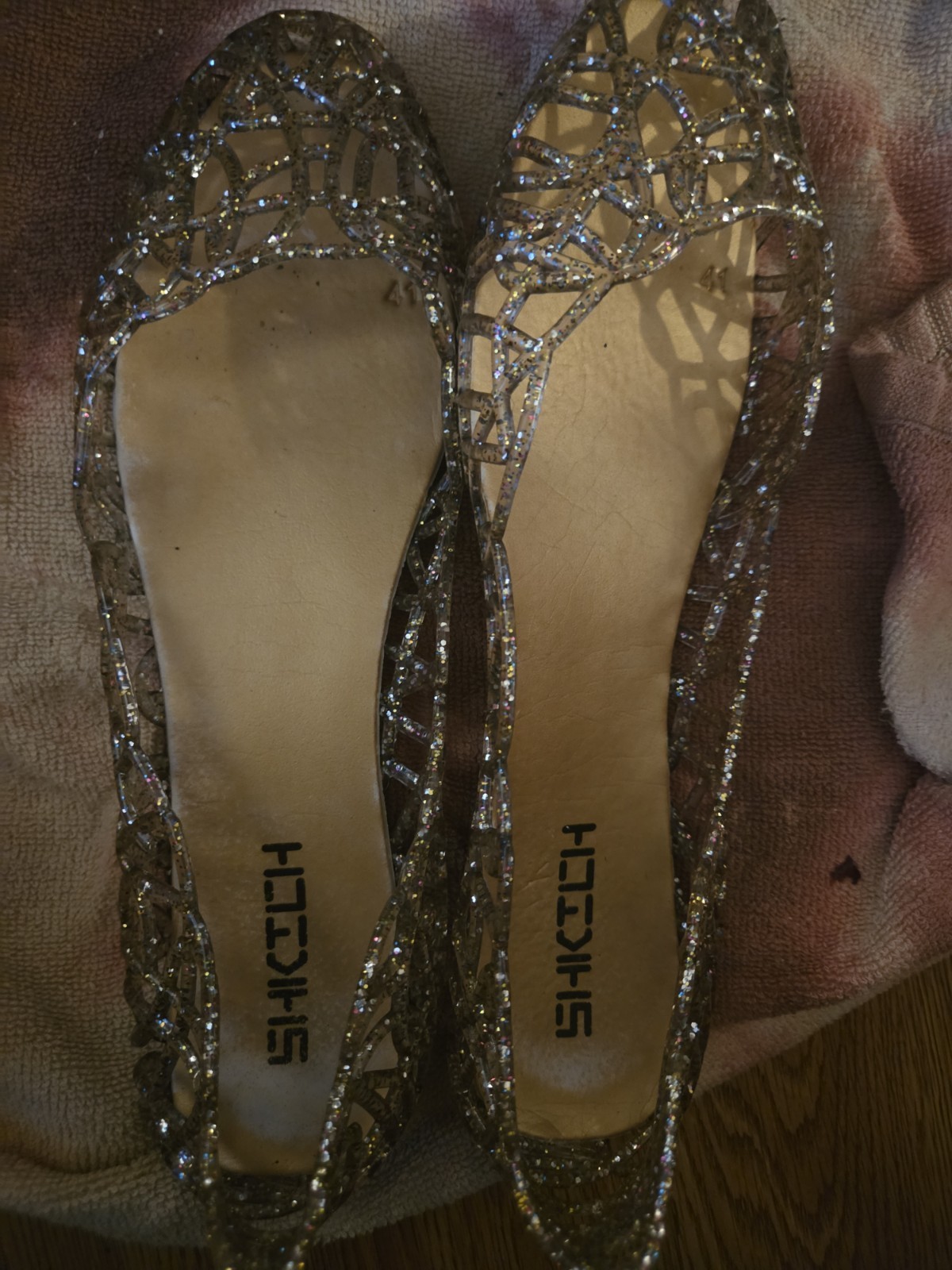 Fair Condition Clear Jelly Shoes With Colorer Sparkles Size 9.5
