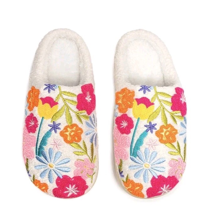 Flowers in Bloom Indoor/Outdoor Cozy Slippers Unisex M/L 9-12 Living Royal