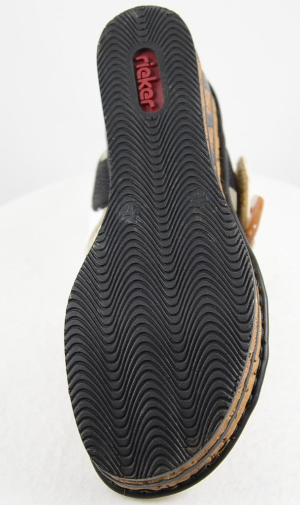Rieker Antistress Rose 76 US 6.5 Beige Black White Platform Wedge Sandal EU 37