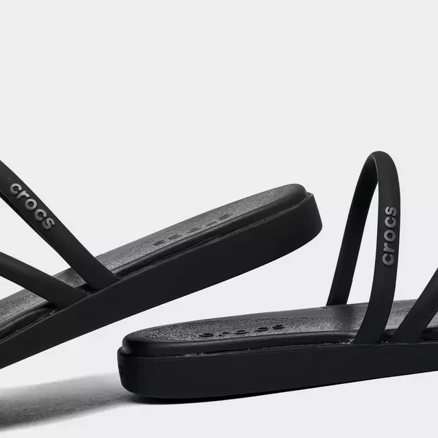 Crocs Miami Women Toe Loop Sandals Square Toe Minimalist Strappy Black Shoes New