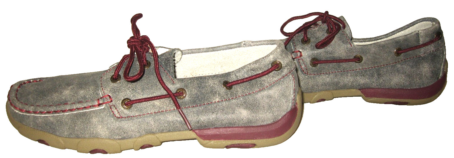 Women’s TWISTED X Gray Leather Lace-Up Driving Mocs Boat Shoes 9/39-40