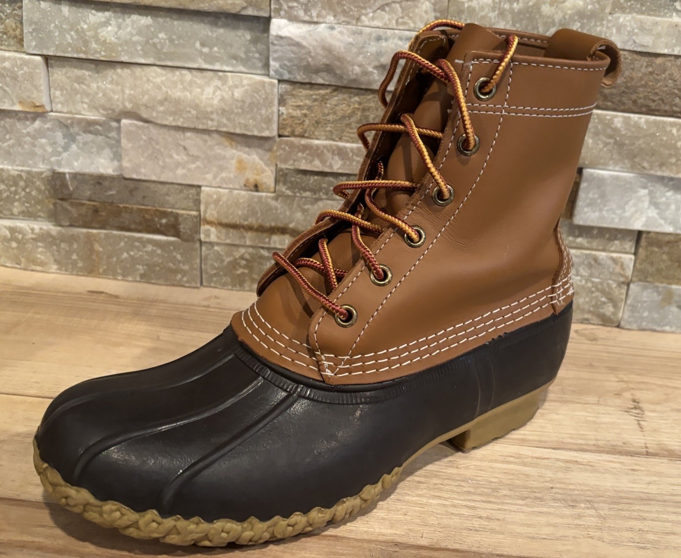 LL BEAN Boot Women’s Waterproof Duck Size 9 Brown 8″ Leather USA Made Nice Con