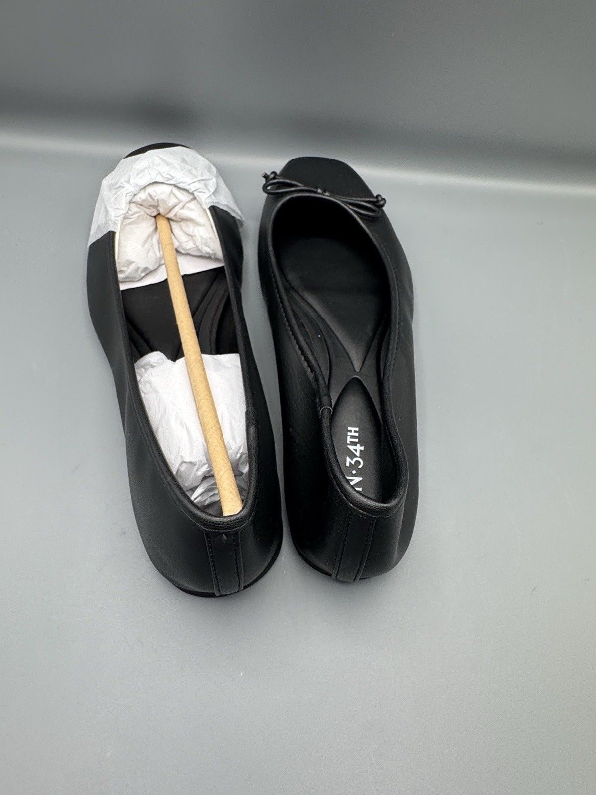 On 34th Naomie Ballet Flats for Women, Black Smooth Size 10.5