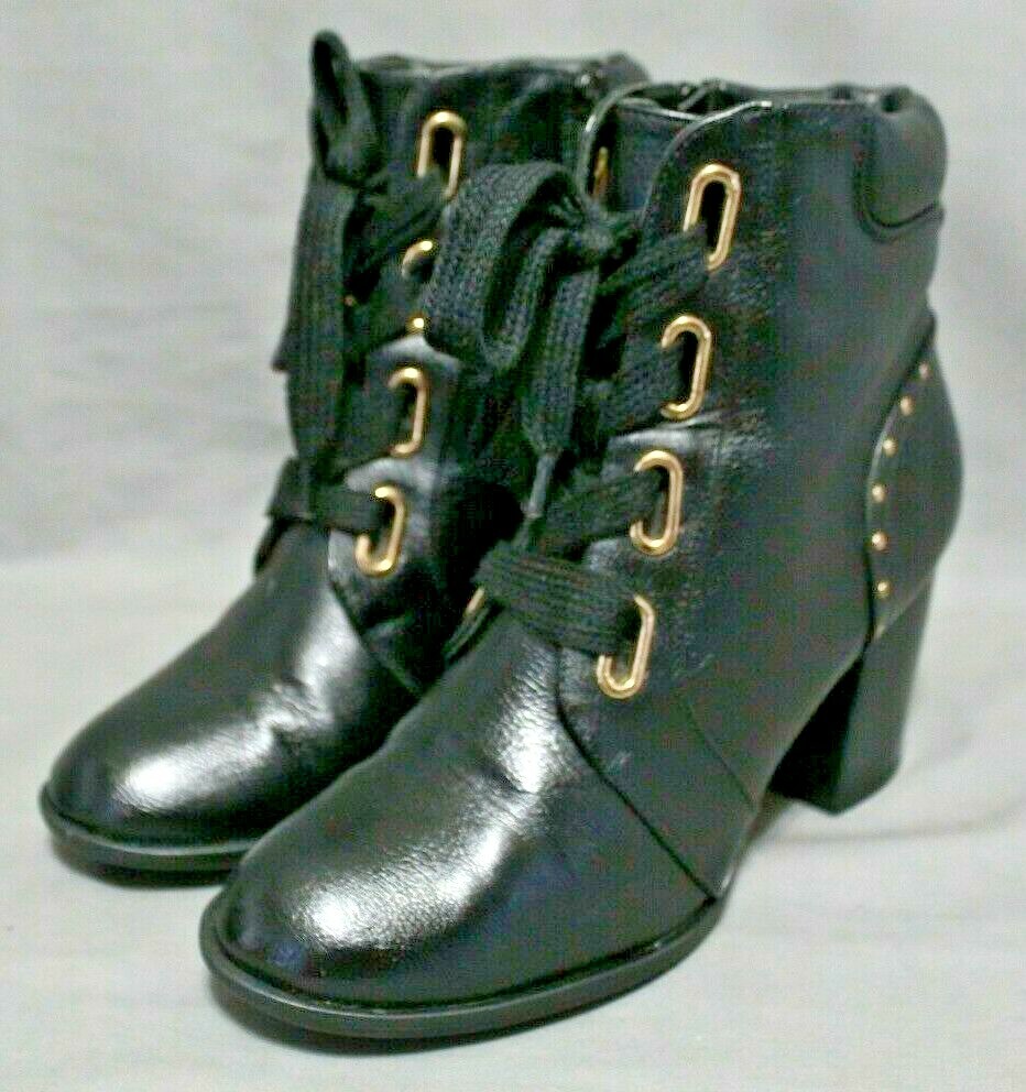 KOHLS womens lace up zip round toe 3 1/2″ high heel ankle boots size 8.5 M black