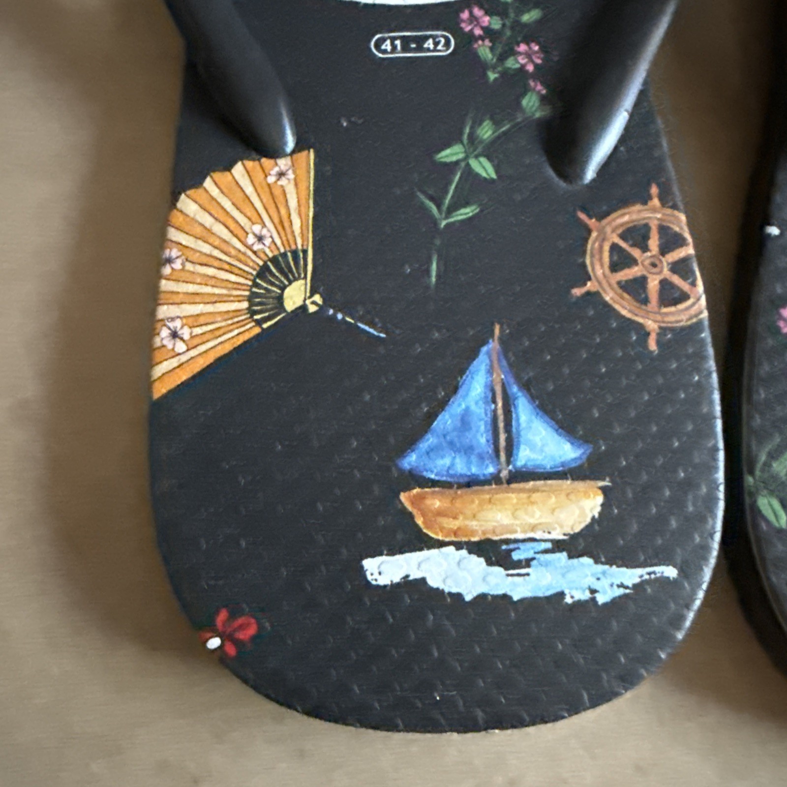 Havaianas Slim Black w/Animals/Flowers/Sailboats EU 41-42 New