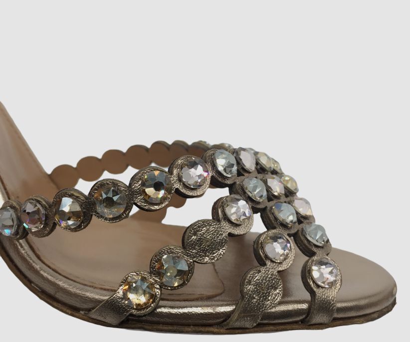 $1350 Aquazzura Women’s Brown Tequila Crystal Sandal Shoes Size EU 38/US 8