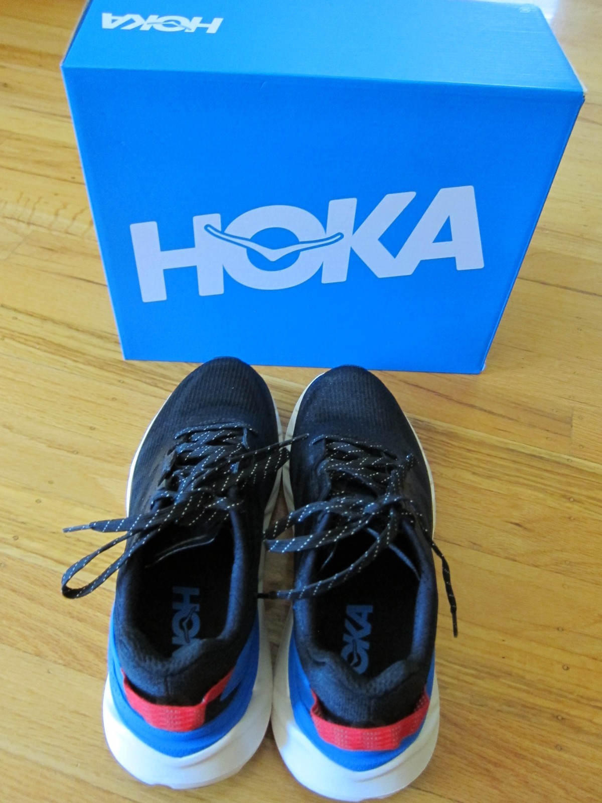 Hoka One One U Elevon 2 TS Running Sneakers/Shoes Black/Cobalt Sz 6.5W/5.5M NIB
