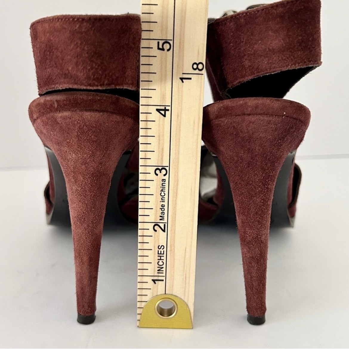 Diane von Furstenberg Suede Slingback Heels Shoe Pump Zip Burgundy Maroon Size 7