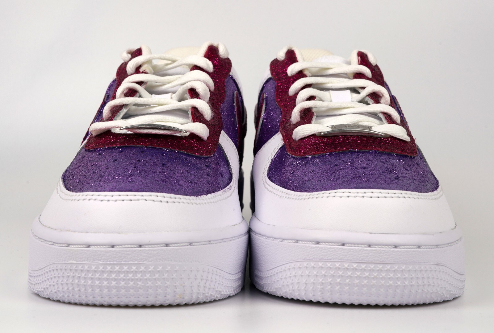 Nike Air Force 1 Custom Glitter Sparkle Sneakers Purple Magenta Pink White Shoes