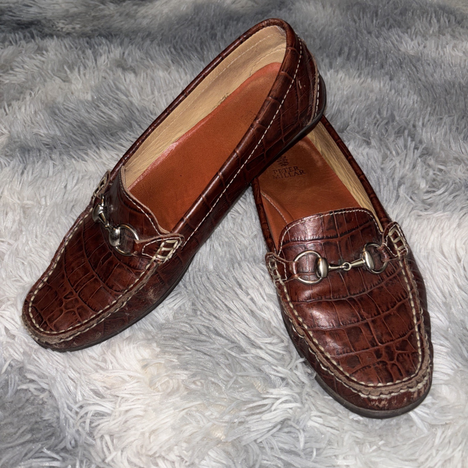 Peter Millar Loafers Shoes Womens Size 8M Crocodile Leather Shoes