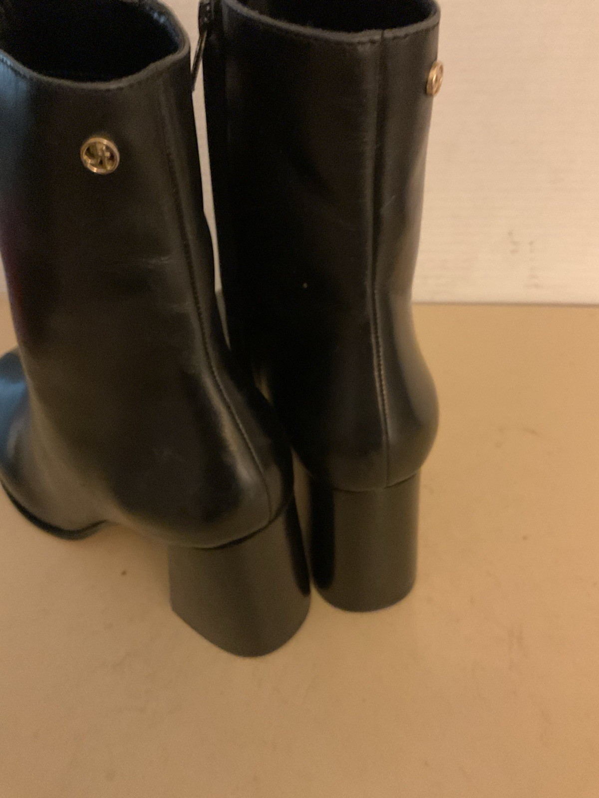 Jatarea Women Black Leather Chelsea Heel Boots US 11 Euro 42 UK 9