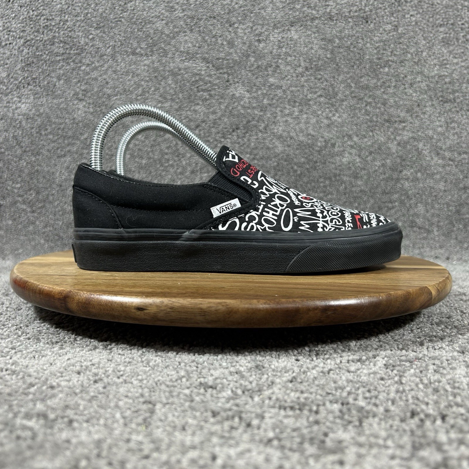 Vans Customs Slip On Womens Sz 7 Black Orthodontics Graphics Athletic Shoes Used
