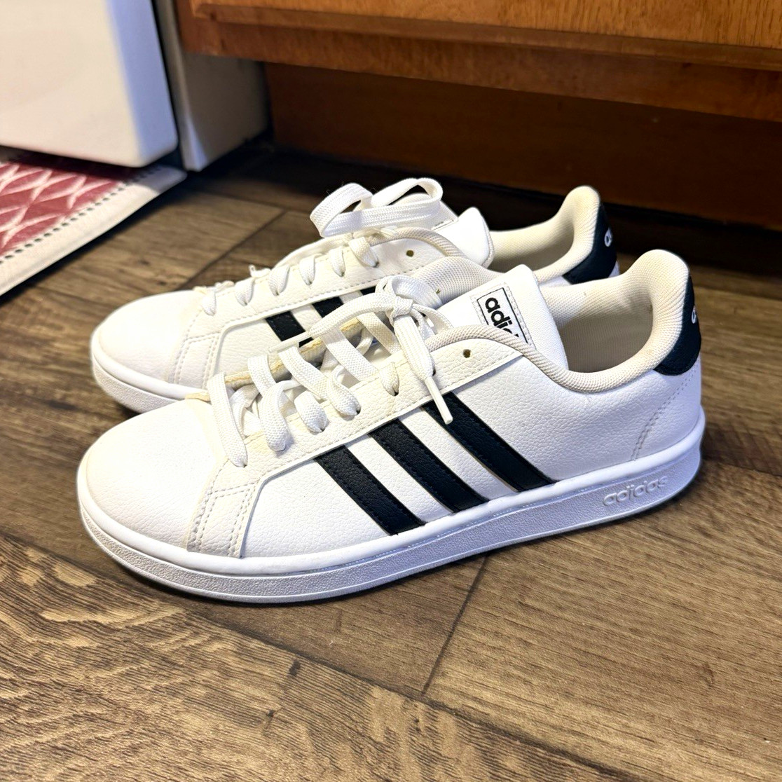 adidas Grand Court White/Black Men’s Low Top Lace-Up Sneakers 7.5US 6UK