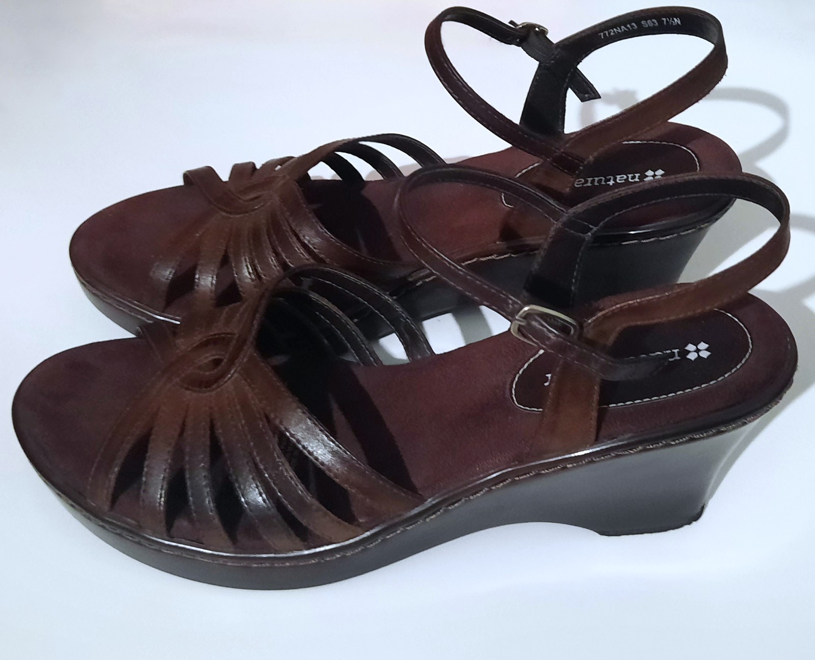 Naturalizer Wedge Heel Sandals Brazil Brown Strap – Women’s 7.5