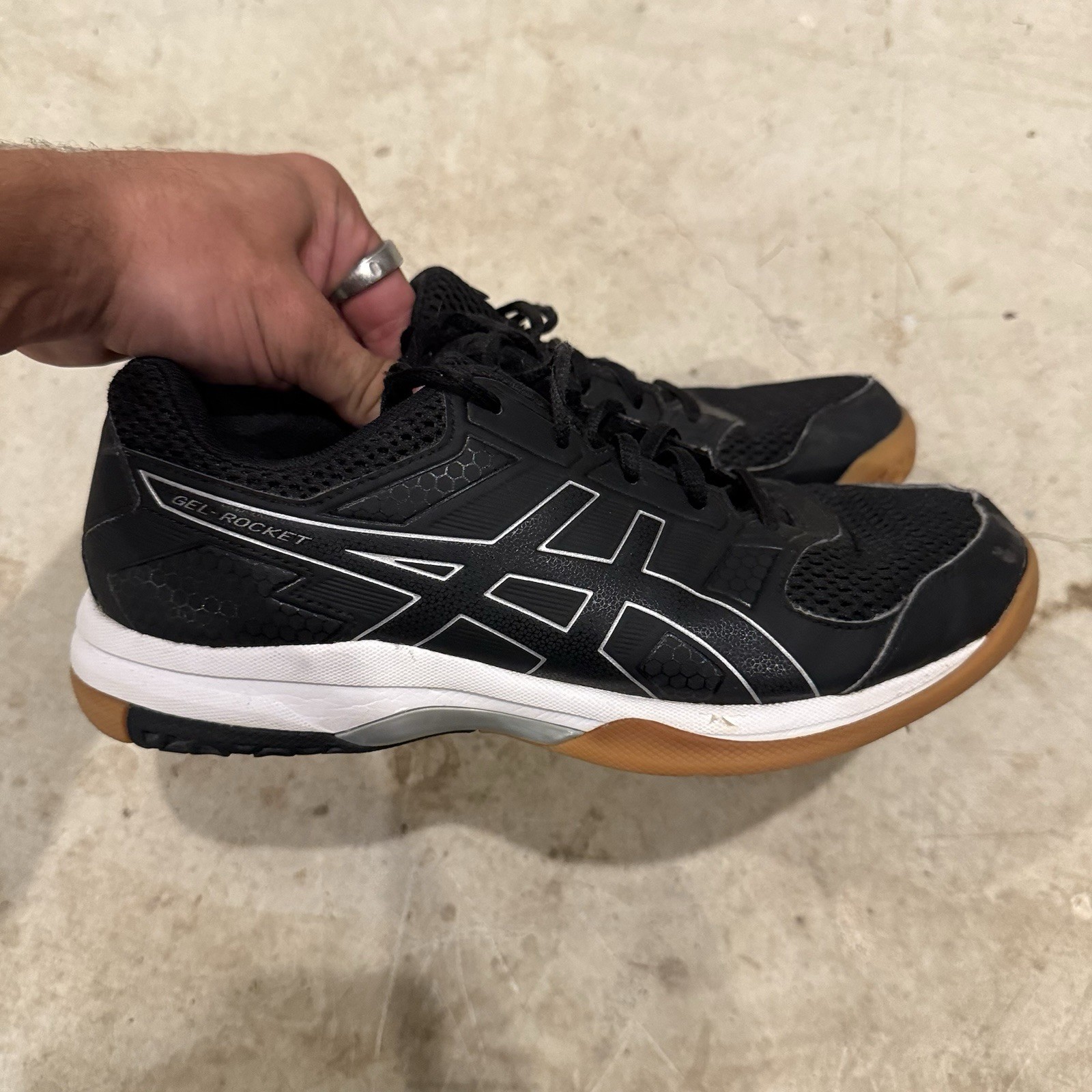 Asics Gel Rocket 8 Womens Size 8.5 Black Mesh Lace Up Volleyball Shoes (B756Y)