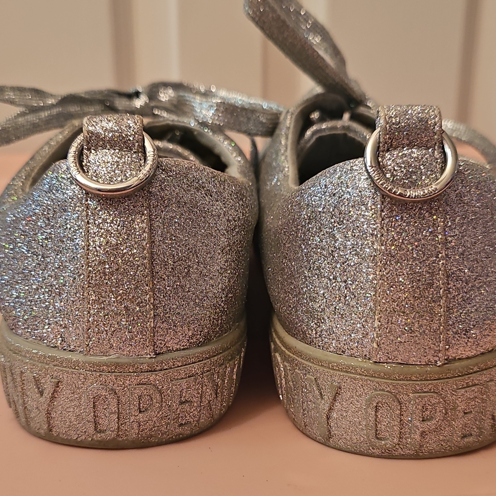 Opening Ceremony Glitter Logo Silver Blue Low Top Lace Up Women’s Sneakers
