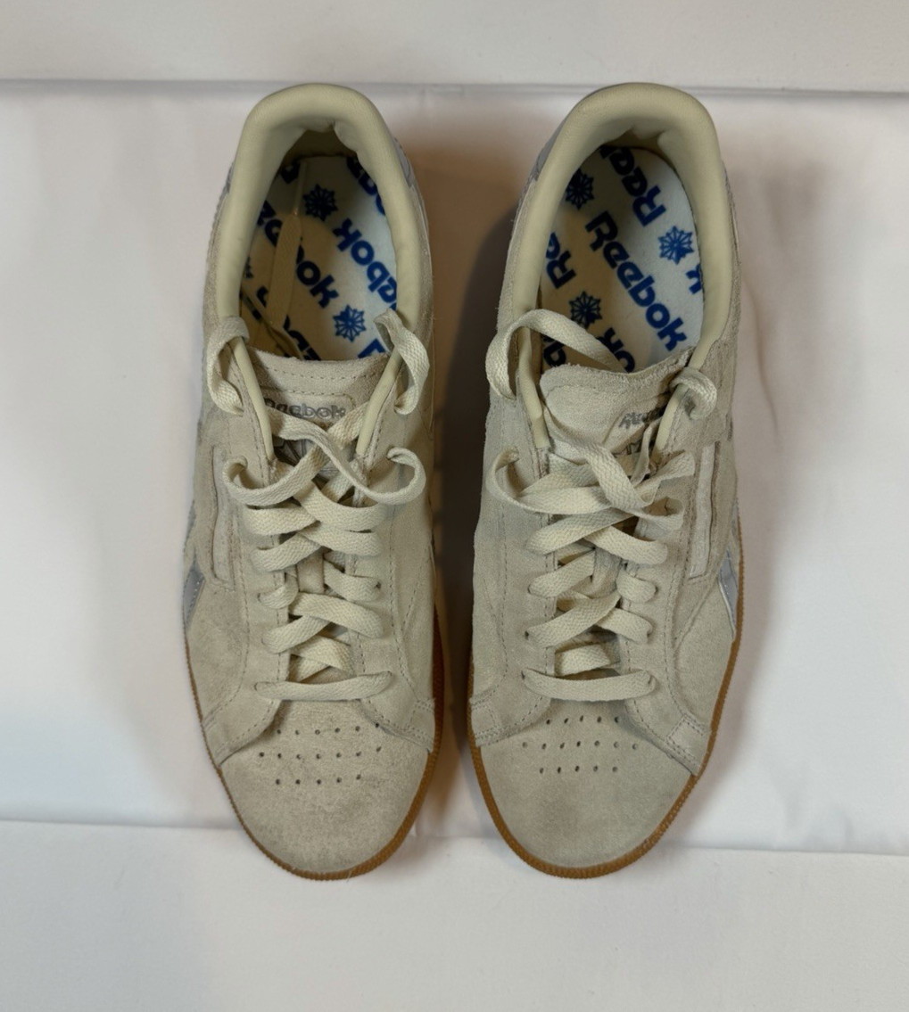 Womens 9 Reebok Silver Club C Grounds Sneakers Lace Casual Gum Sole Walk Shoes