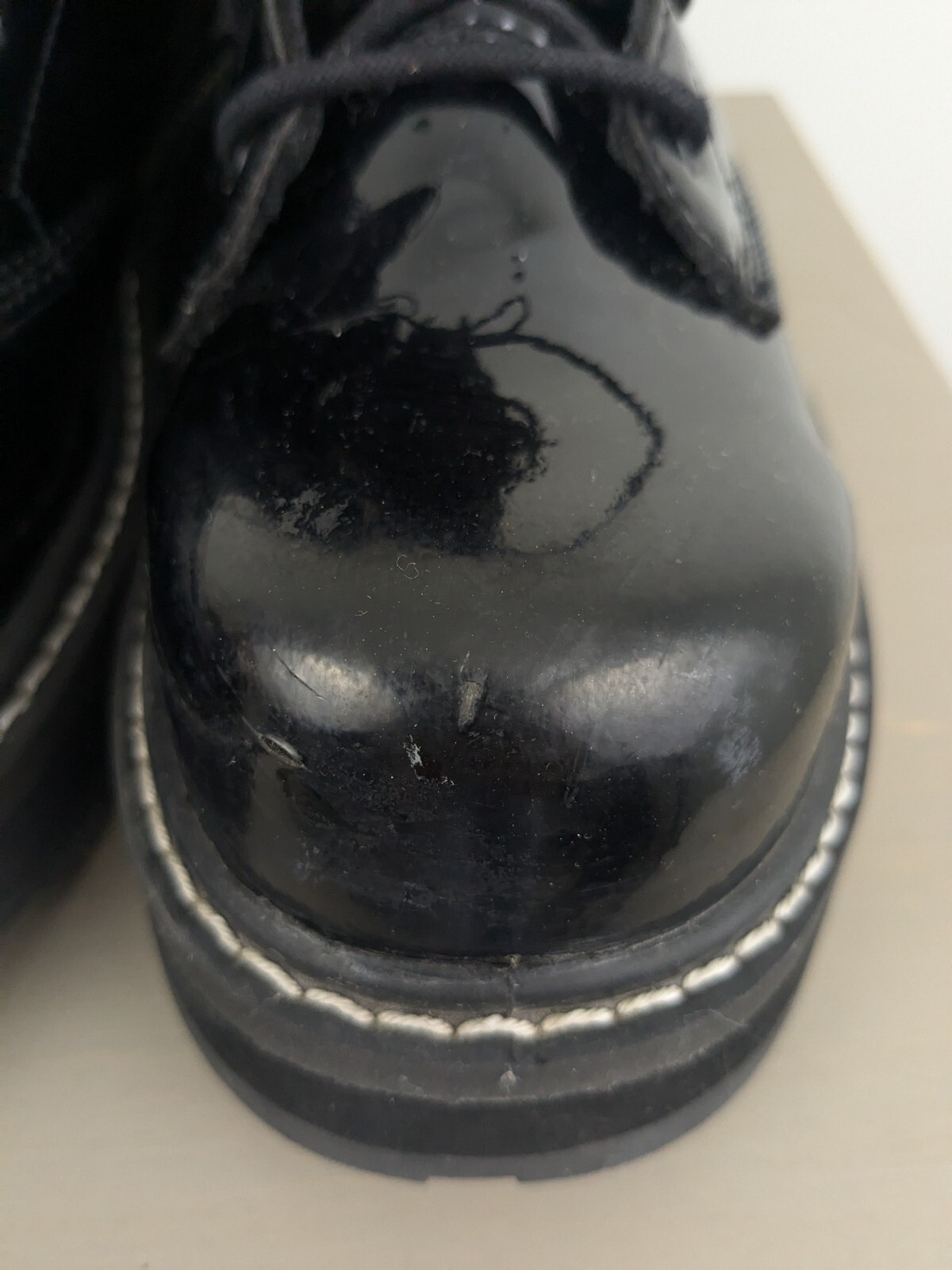 Avenger Fortune Work Boots Patent Combat Womens 9.5 Black Hi Lace Up Grunge Punk
