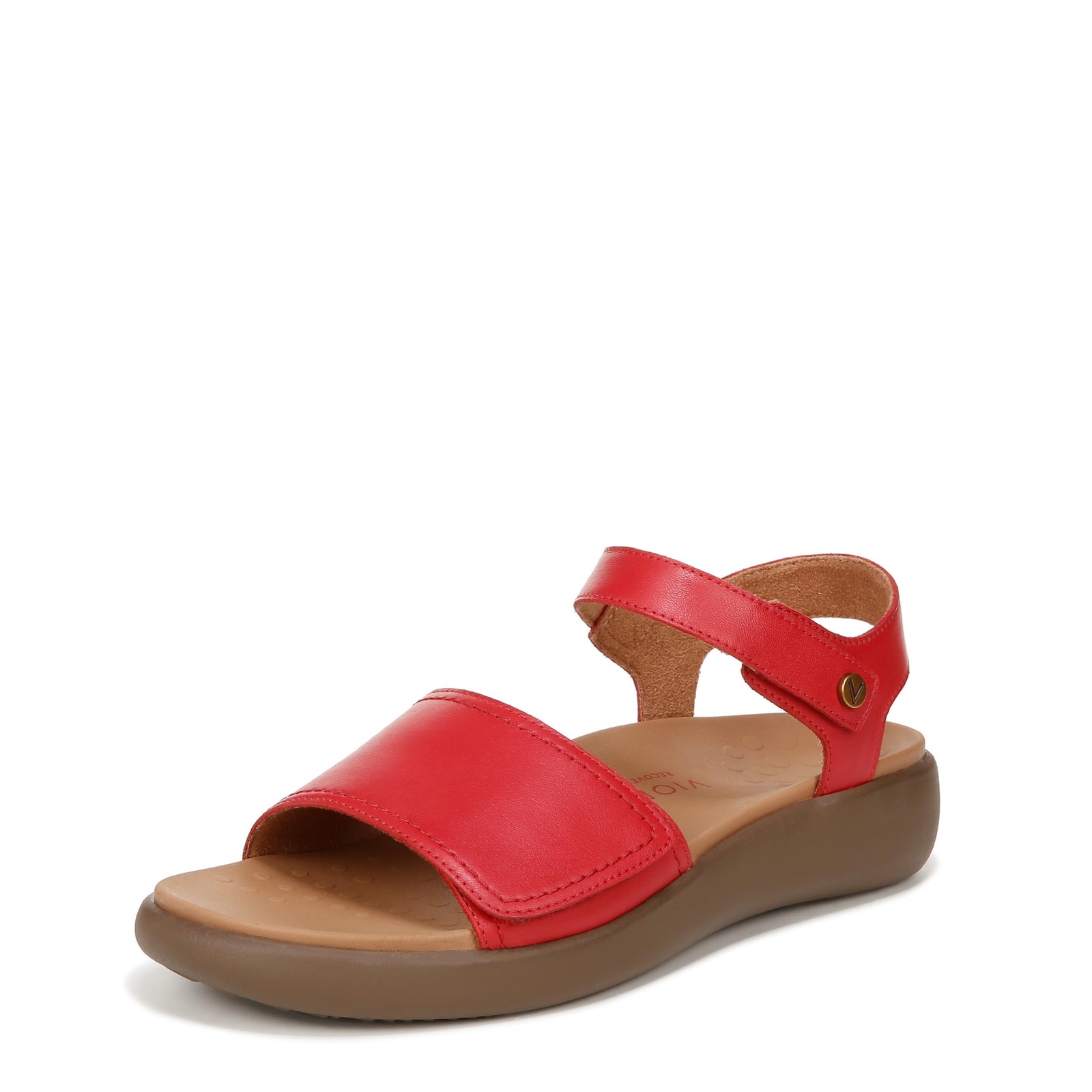 VIONIC Women’s Awaken Ankle Straps Red Leather 6.5 Medium